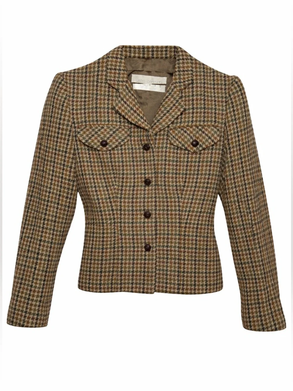 Hugo Buscati Milano Houndstooth Wool Blend Jacket Vintage Italian Style Blazer